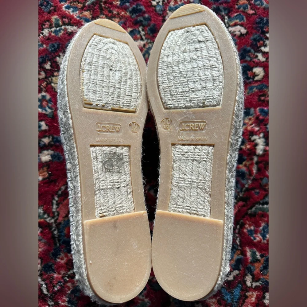NWT‎ JCREW Made-in-Spain espadrille flats in metallic canvas sz 10.5